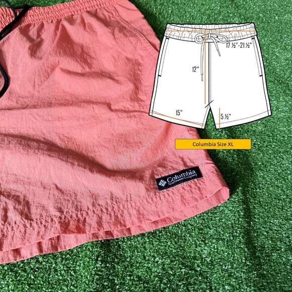 Columbia Elastic Waist Drawstring Lightweight Orange Cargo Pocket Shorts Size XL - Picture 2 of 13